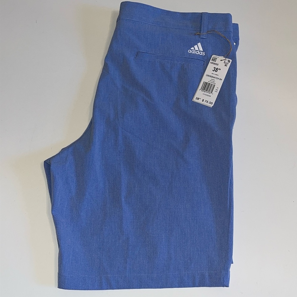 38 adidas golf light blue crosshatch men’s shorts 9” inseam $75